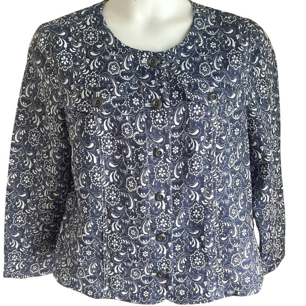 Cottagecore Floral Paisley Knit Blazer Jacket XL Romantic Vintage Cowgirl‎ Chic